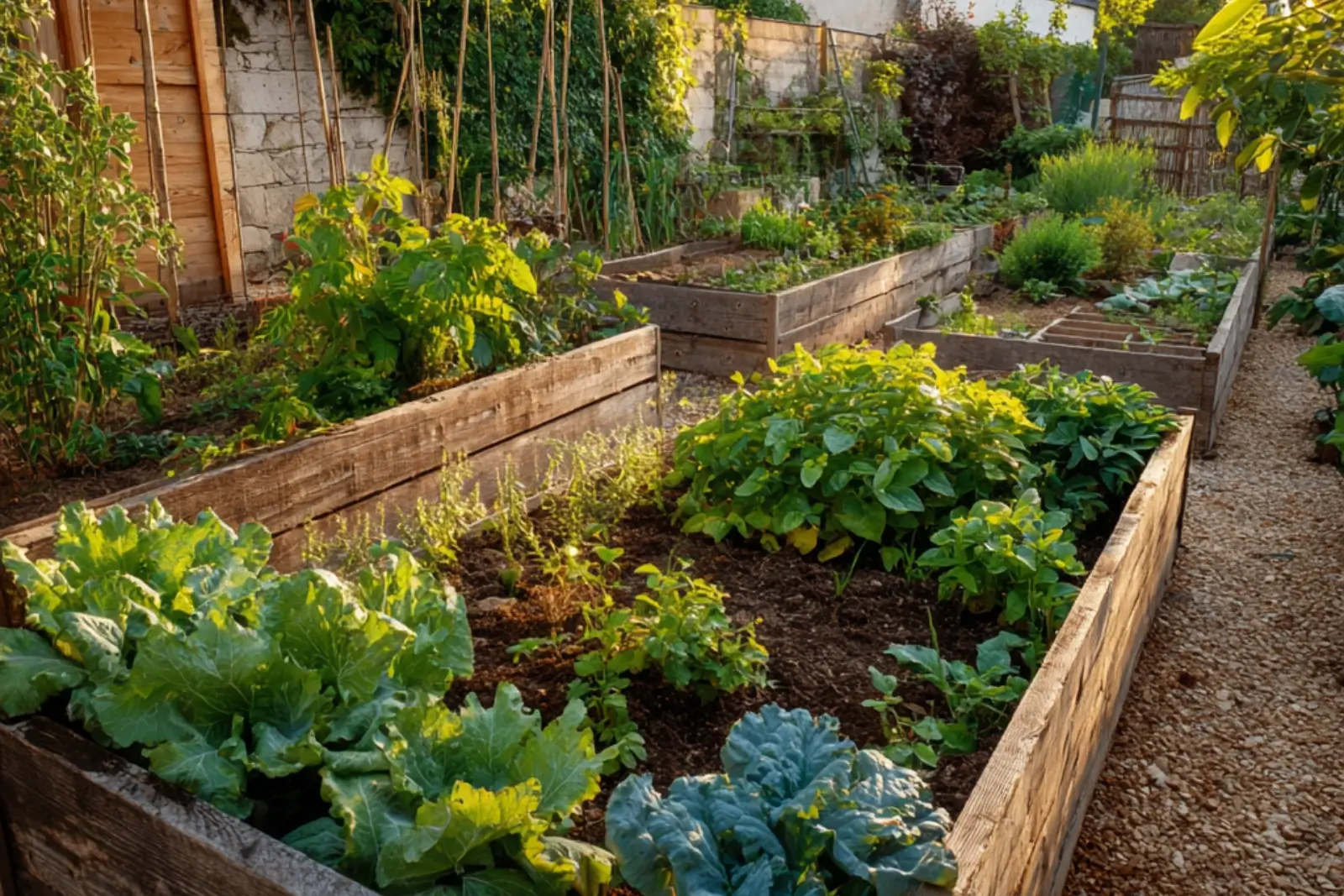 Potager en hauteur avec des légumes.