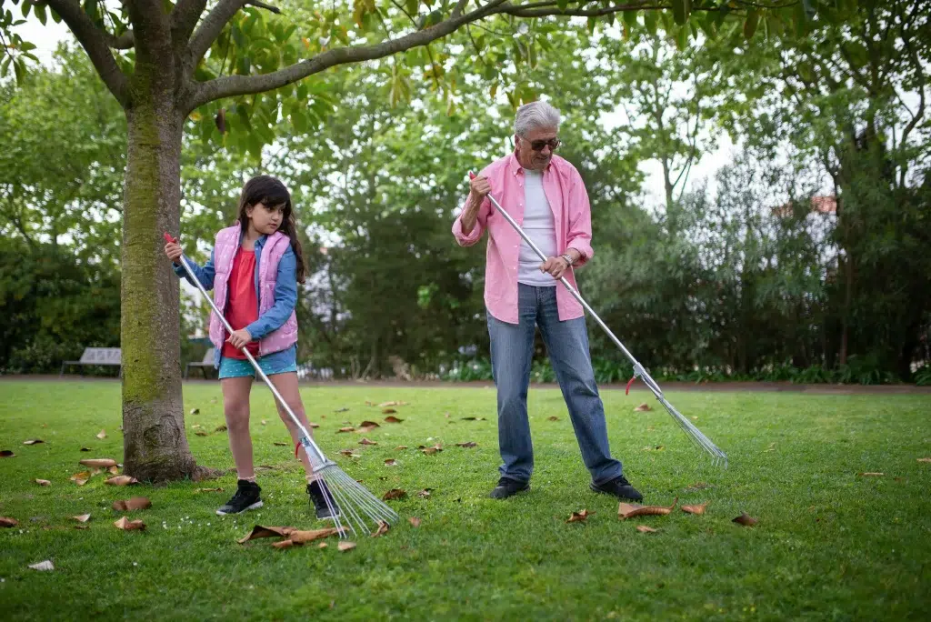 Aide au jardinage pour les personnes âgées.